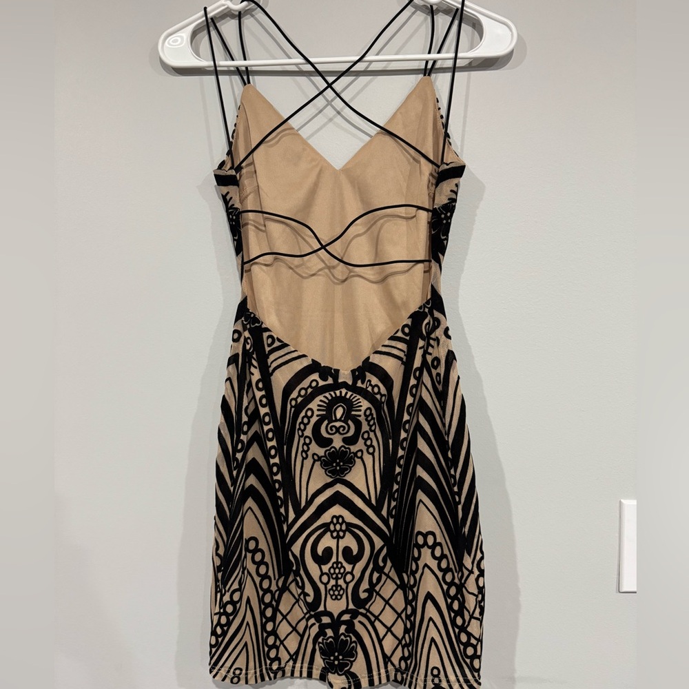 Elegant Black and Tan Dress